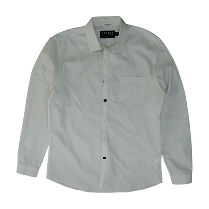 White Solid Long Sleeve Button Down