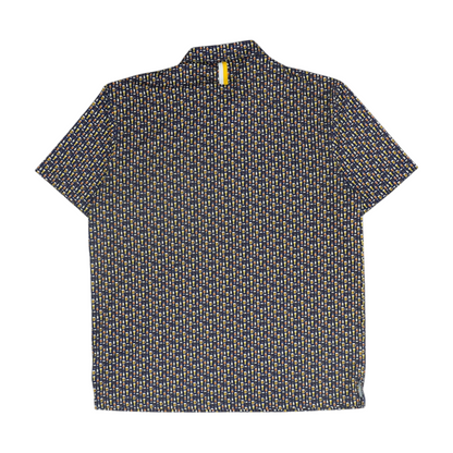 Navy Print Short Sleeve Polo