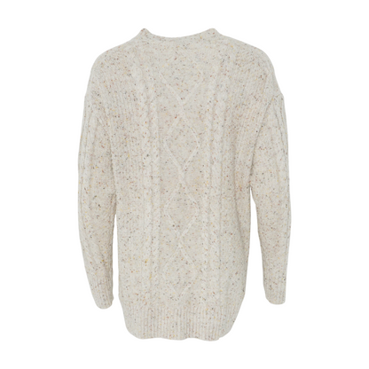 Beige Abstract Cardigan Sweater