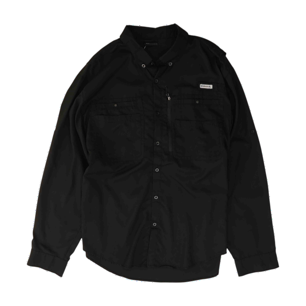 Black Solid Outdoor Button Down
