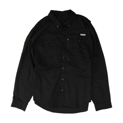 Black Solid Outdoor Button Down