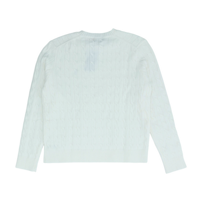 White Solid Pullover Sweater