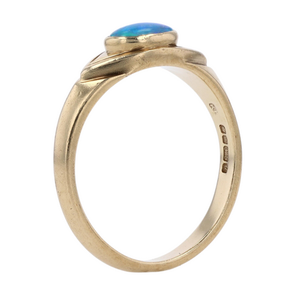 9K Yellow Gold Opal Band Ring