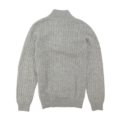 Gray Solid 1/4 Zip Sweater
