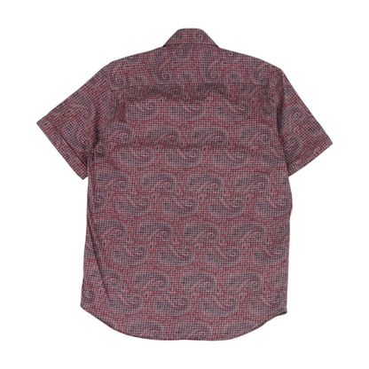 Red Print Short Sleeve Button Down