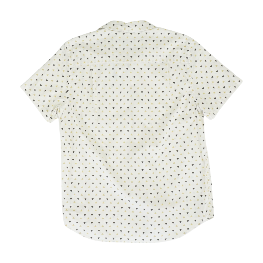 White Print Short Sleeve Button Down