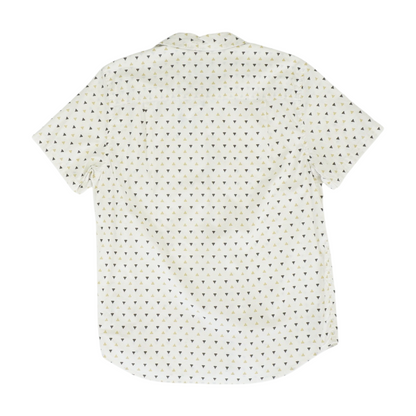 White Print Short Sleeve Button Down