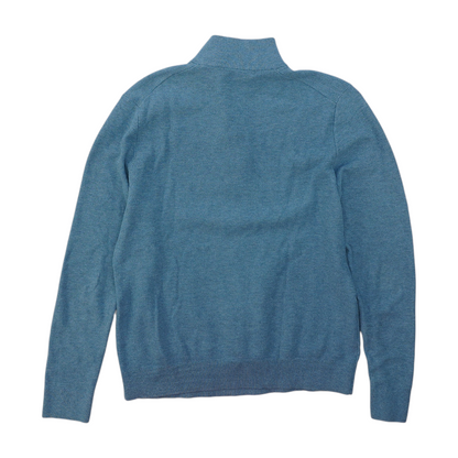 Blue Solid 1/4 Zip Pullover