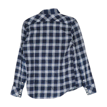 Navy Plaid Long Sleeve Button Down