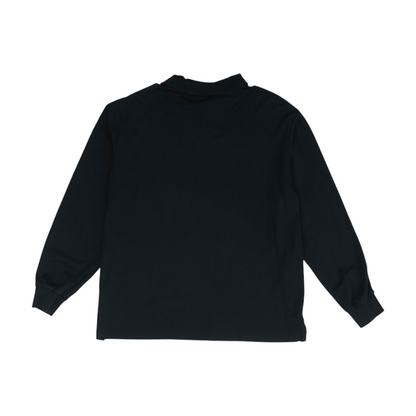 Black Solid Long Sleeve Polo