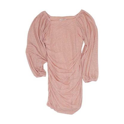 Pink Solid Midi Dress