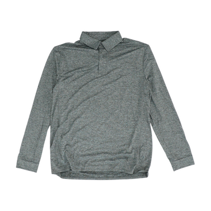 Gray Solid Long Sleeve Polo