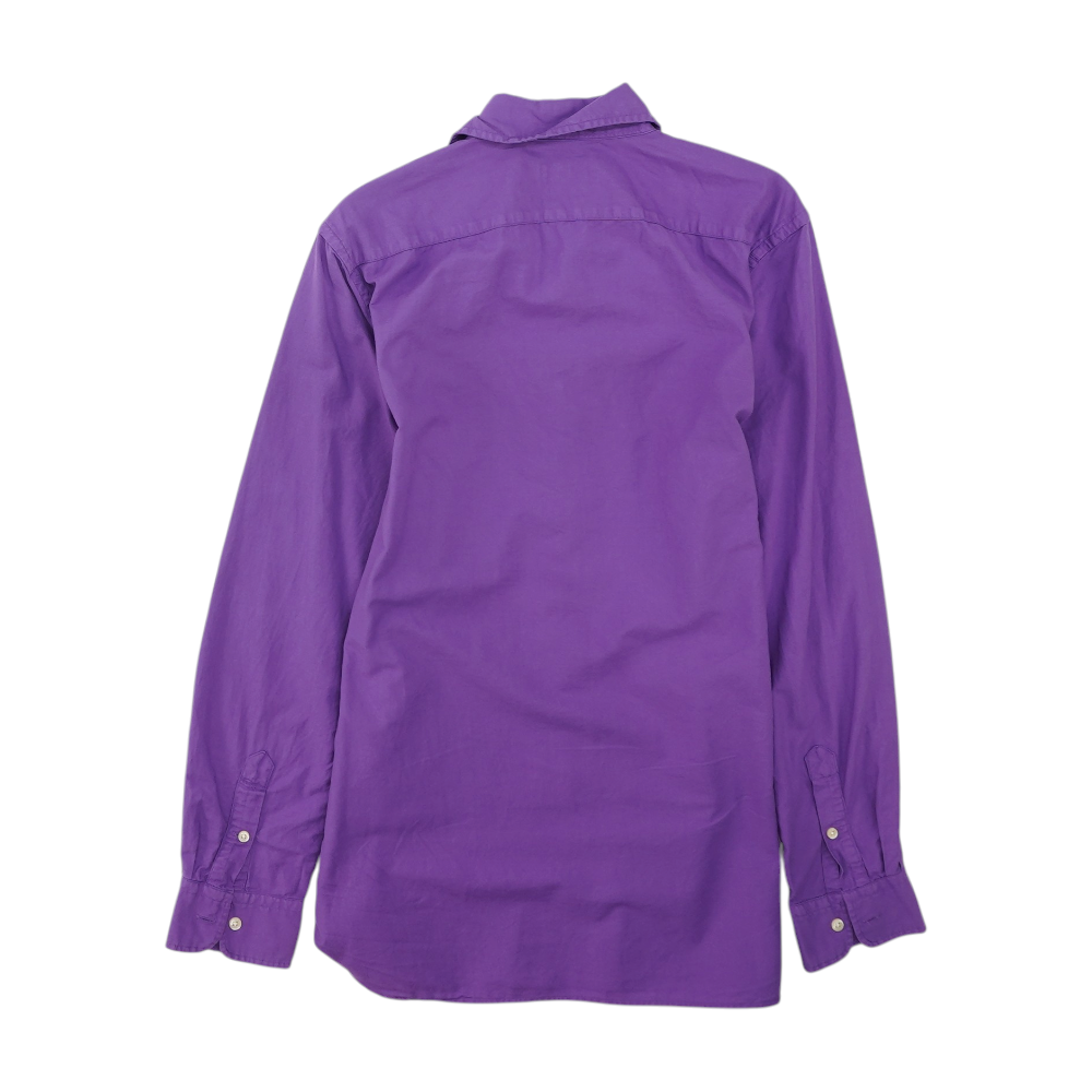 Purple Solid Long Sleeve Button Down
