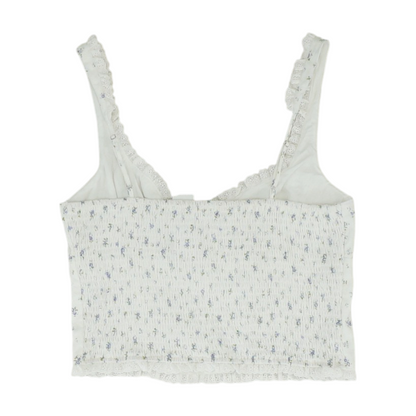 White Floral Cropped Blouse