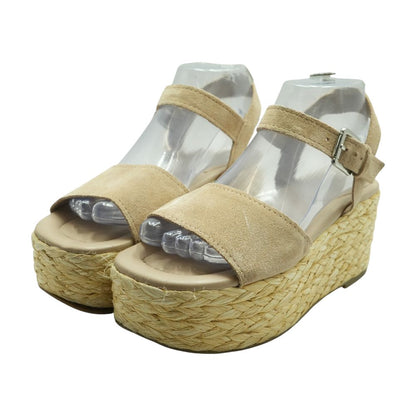 Beige Wedged Sandals