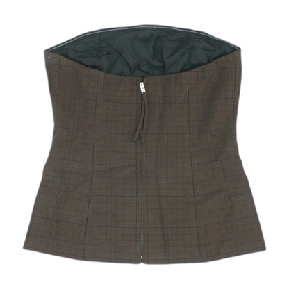 Brown Plaid Cropped Blouse