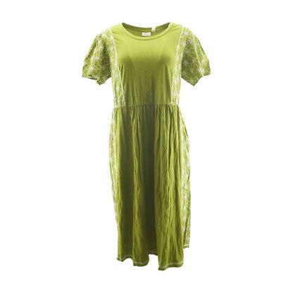 Green Embroidery Detail Midi Dress