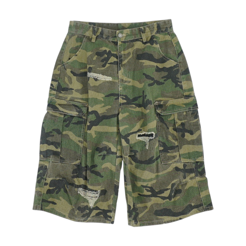 Green Solid Cargo Shorts