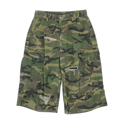 Green Solid Cargo Shorts