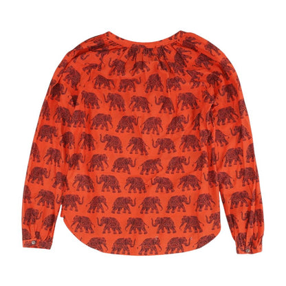 Red Animal Long Sleeve Blouse