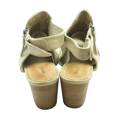 Beige Block Heel Sandals