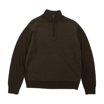 Brown Solid 1/4 Zip Pullover
