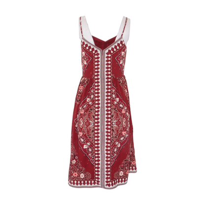 Red Floral Midi Dress