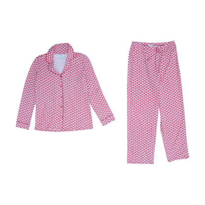 Red Geometric Pajama Set