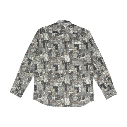 Tan Abstract Long Sleeve Button Down