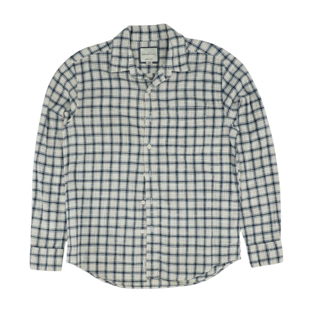White Check Long Sleeve Button Down