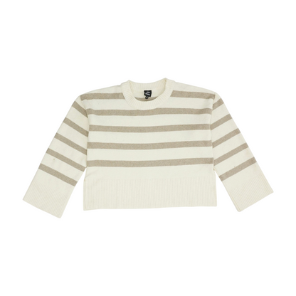 Beige Striped Pullover Sweater