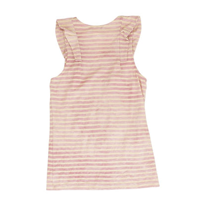 Pink Striped Sleeveless Blouse