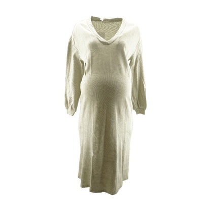Beige Midi Maternity Dress
