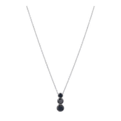 1 3/4 ctw Sterling Silver Black Diamond Pendant Necklace