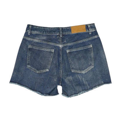 Blue Solid Denim Shorts