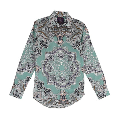 Green Paisley Long Sleeve Button Down