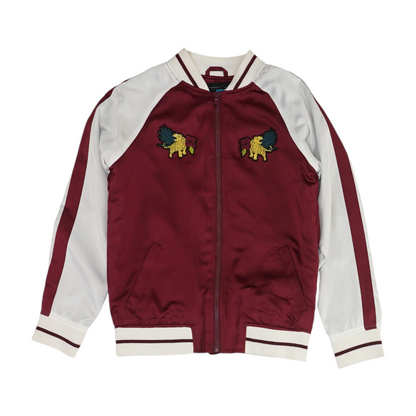 Vintage Burgundy Color Block Jacket