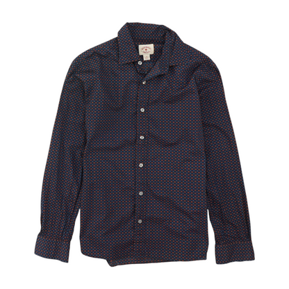 Navy Geometric Long Sleeve Button Down
