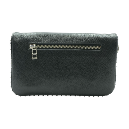 Black Studded Leather Clutch