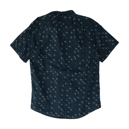 Navy Print Short Sleeve Button Down