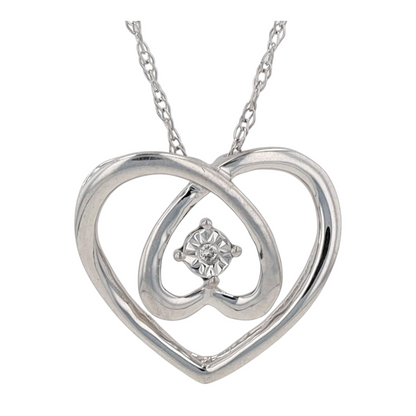 10K White Gold Diamond Pendant Necklace