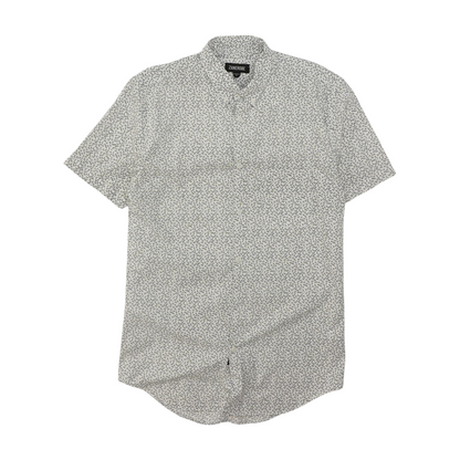 White Print Short Sleeve Button Down