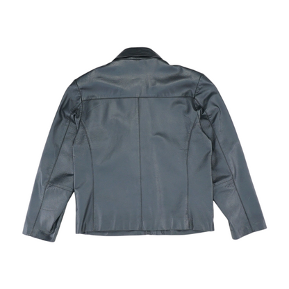 Black Solid Leather Jacket