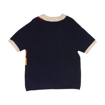 Navy Print Short Sleeve Polo