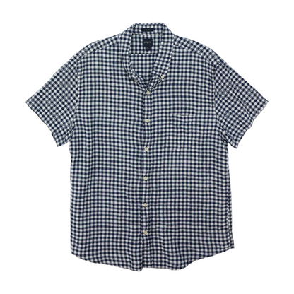 Navy Check Short Sleeve Button Down