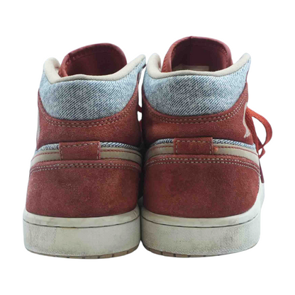 Jordan 1 Mid Denim Red High-Top Athletic Shoes