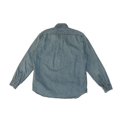 Blue Solid Long Sleeve Button Down