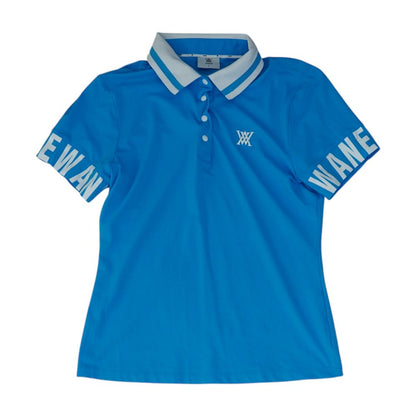 Blue Polo Knit Top