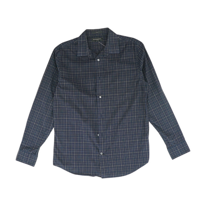 Navy Plaid Long Sleeve Button Down