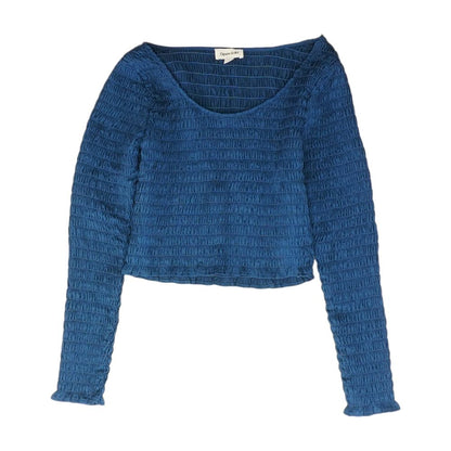 Navy Solid Long Sleeve Blouse
